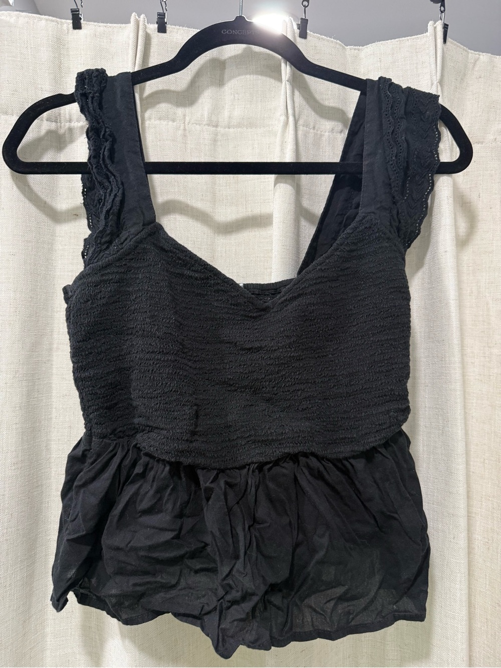 Old Navy Black Smocked Ruffle Strap Camisole
